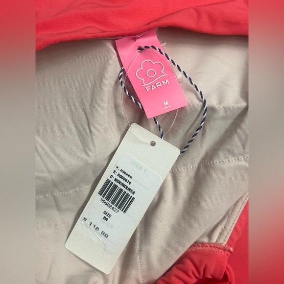 NWT new medium Anthropologie Farm Rio sea shell swim top halter tie coral pink - Picture 5 of 14